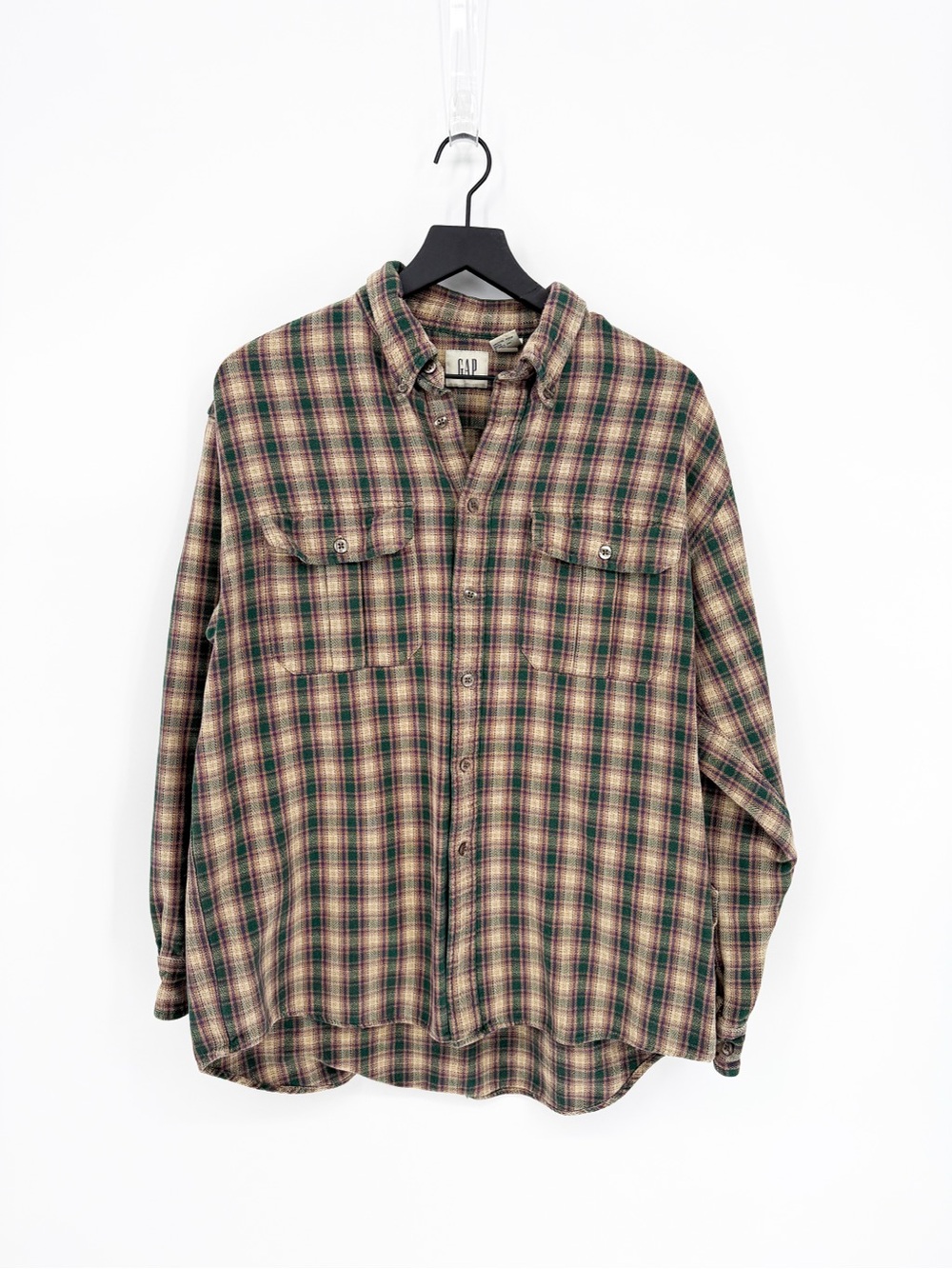 Men's GAP Vintage 90s Plaid Flannel Button Down Shirt Large